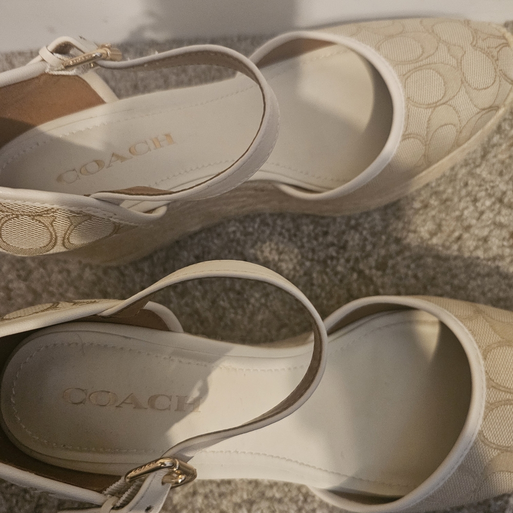Coach Women's Cream Espadrille Wedges - Picture 5 of 6